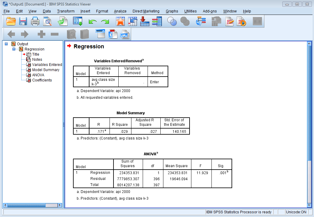 Spss analysis simple regression linear Simple Linear